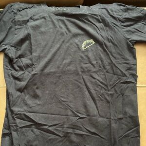 Black Graphic Tee with Embroidered Detail